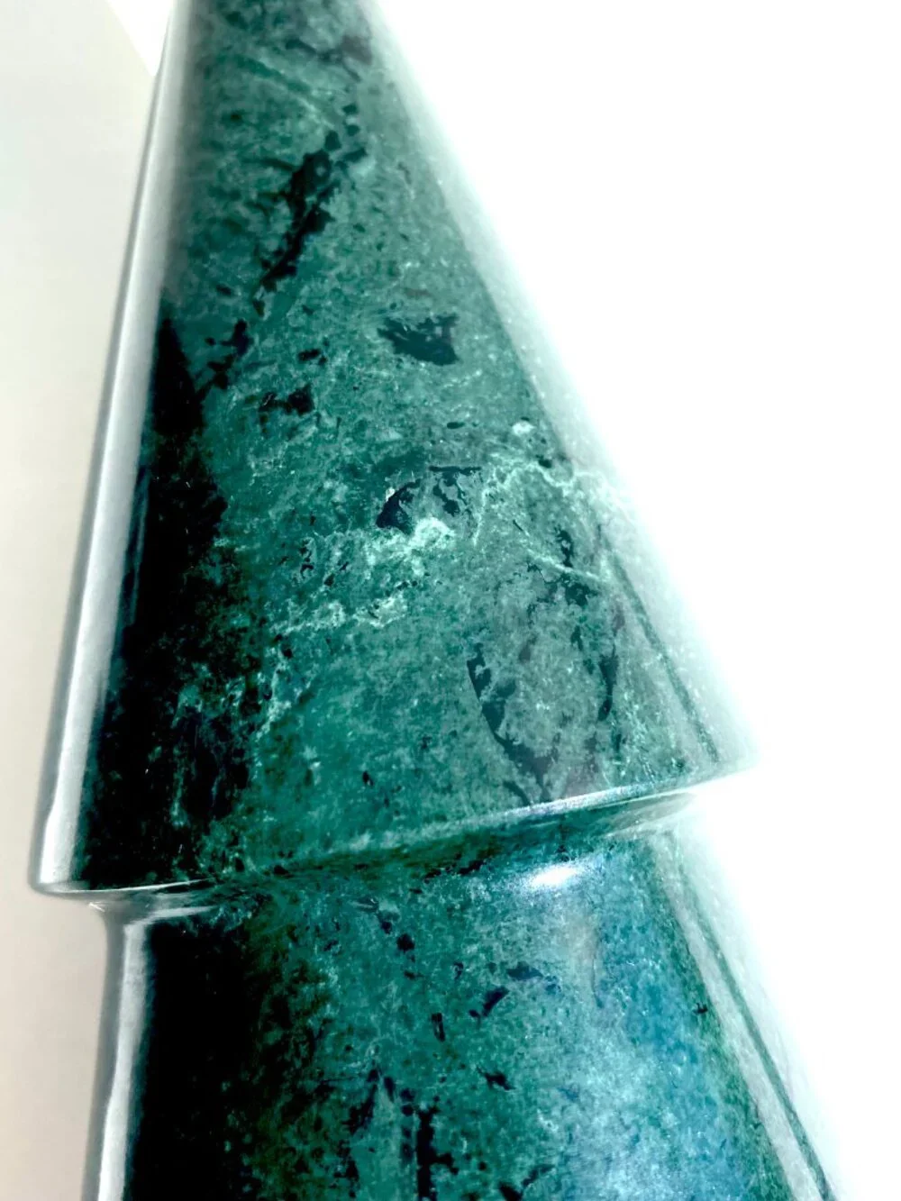 One green marble tree “A”. Modern holiday décor, from Crate & Barrel. NWT.